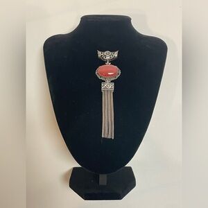 Vintage Silver Pendant with Pink Gem